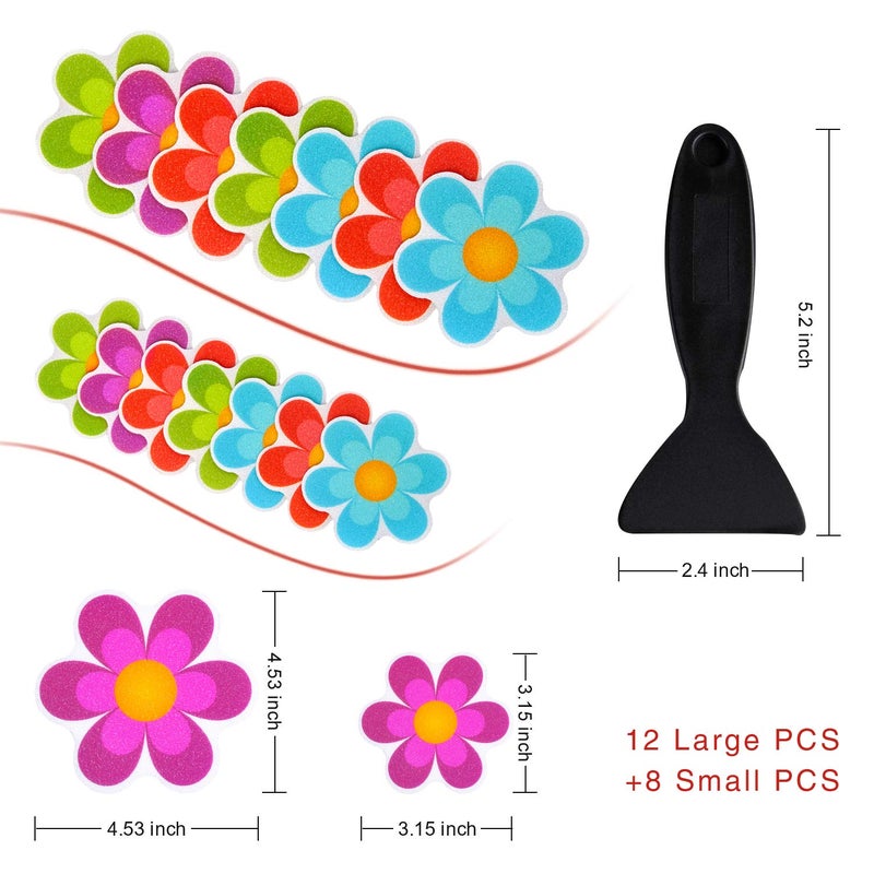 Secopad Original Non Slip Bathtub Stickers  20 PCS Shower Floor Non Slip Stickers Bright Flowers Appliques with Premium Scraper - Image 4